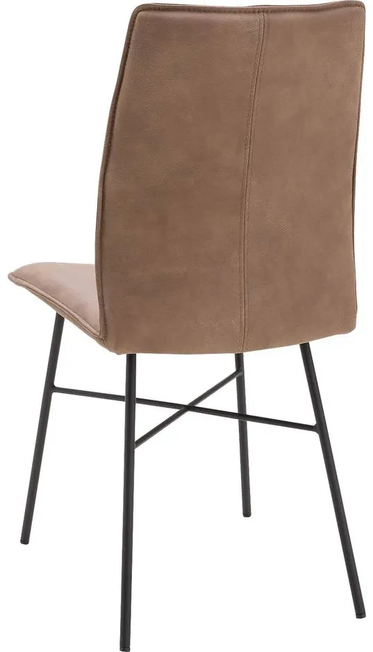 Goossens Eetkamerstoel Daan bruin leer leuning, modern design
