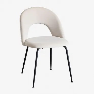 Geëloerde Eetkamerstoel Glorys Zwart & Fluwelen Beige – Crème & Terciopelo - Sklum