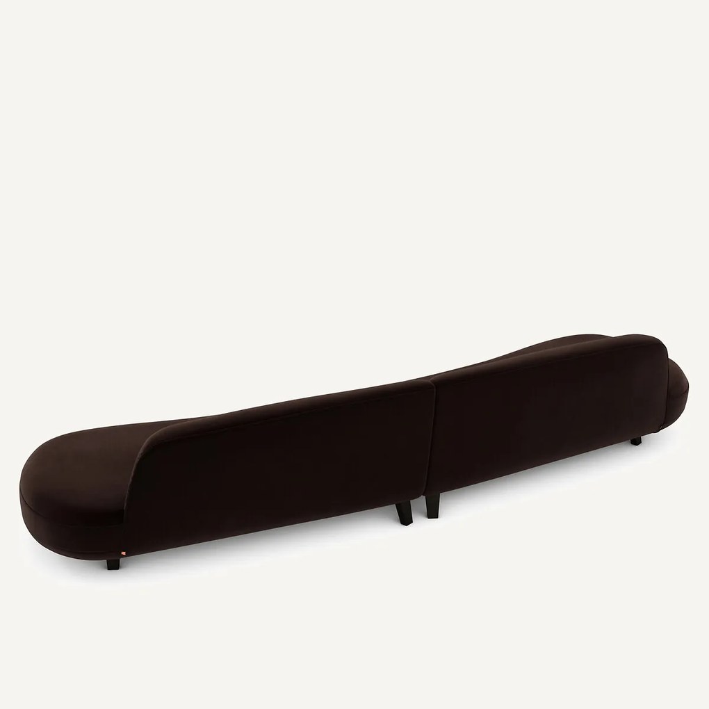6-zits fluwelen bank, Rosebury, ontwerp Emmanuel Gallina