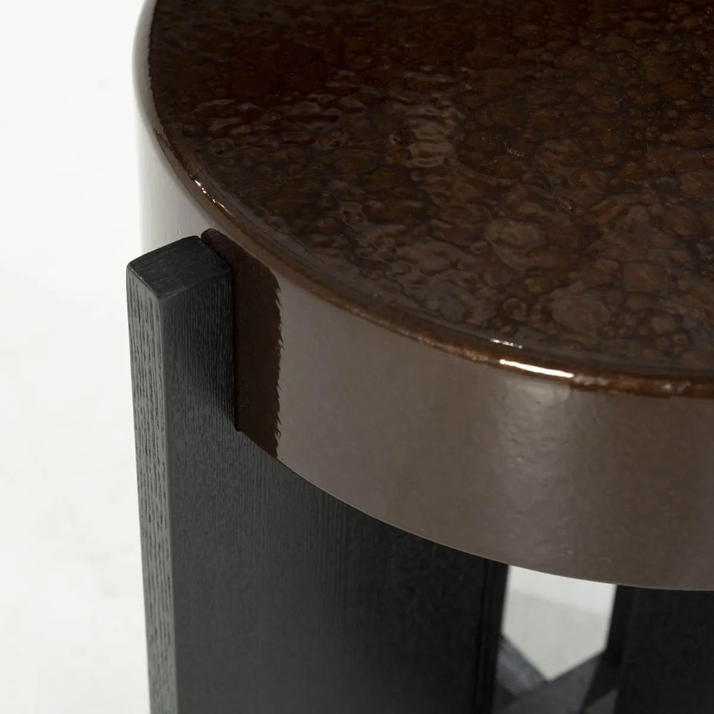 Eleonora Juliet Luxe Bijzettafel Rond Bruin - 40 X 40cm.
