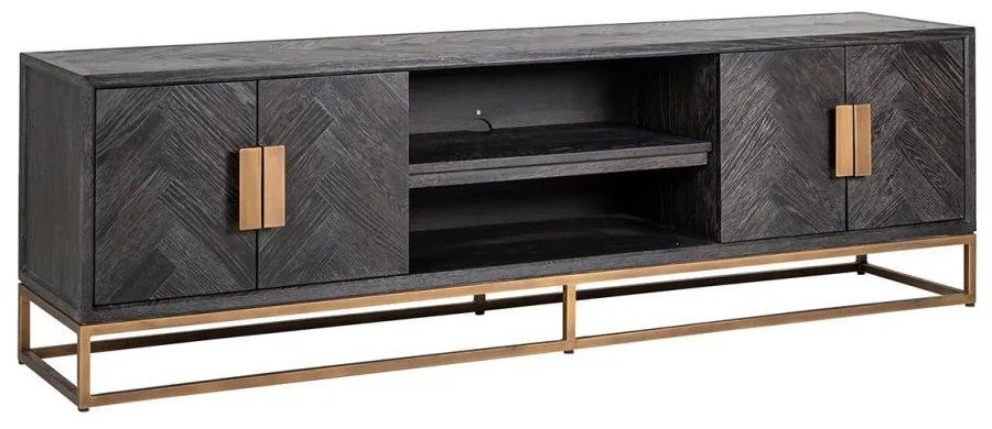 Richmond TV-meubel Blackbone Brass 4-Deuren 200cm - Eiken hout - Metaal - Richmond Interiors