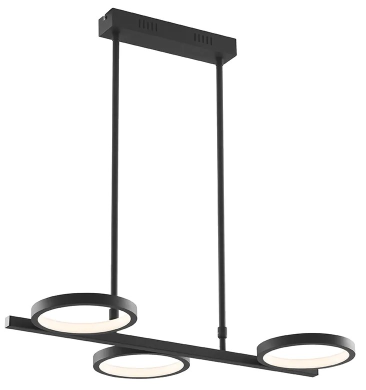 Moderne hanglamp zwart incl. LED 3-staps dimbaar 3-lichts - Vivé