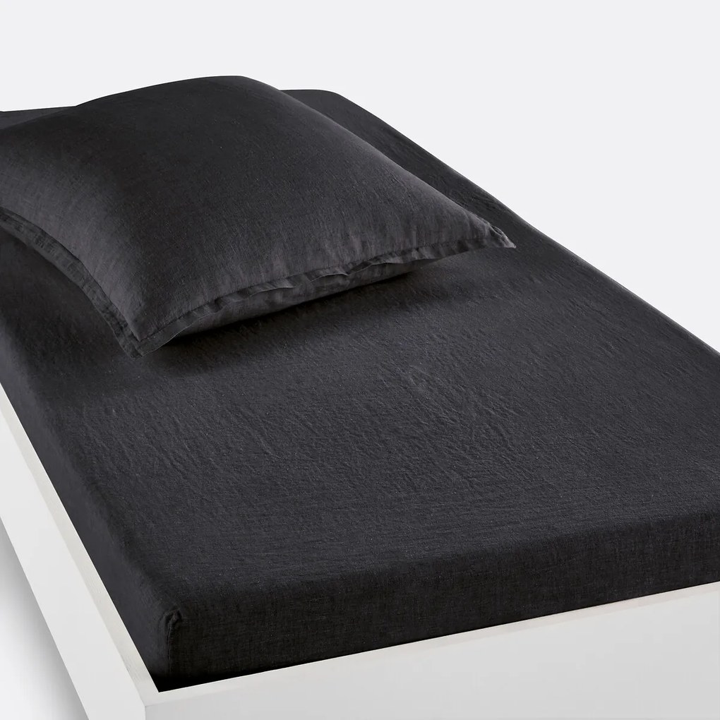 Hoeslaken in gewassen linnen, omslag 30 cm, Linot