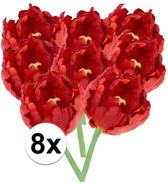 8x Rode tulp 25 cm - kunstbloemen