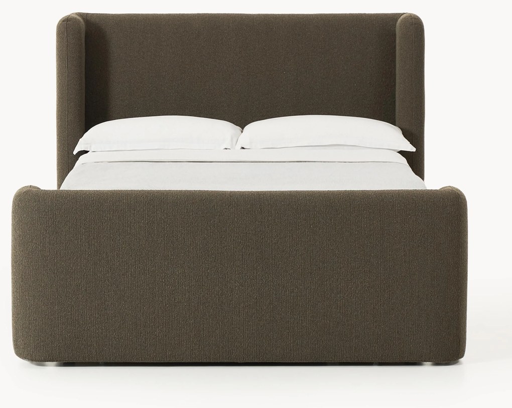 Bouclé boxspring bed Perla met opbergruimte