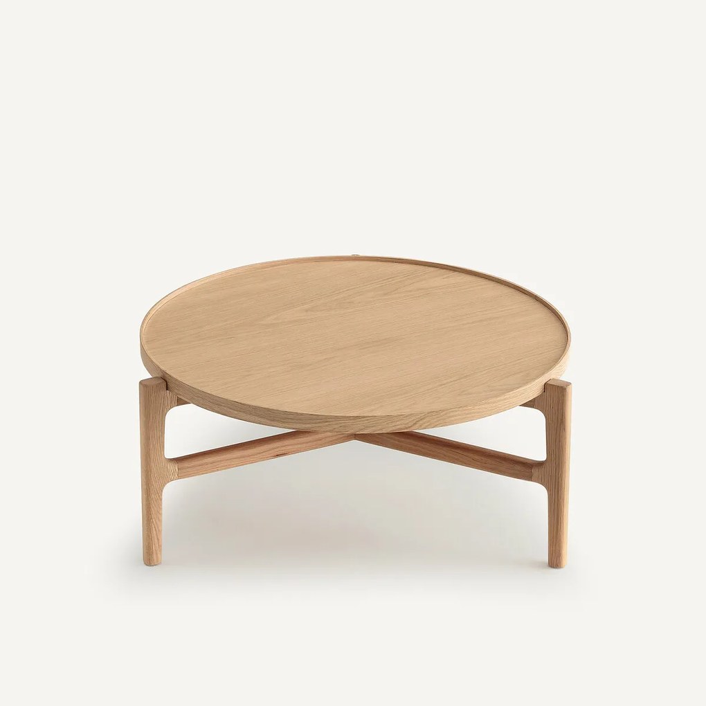 Salontafel, 74 cm diameter, eikenfineer, ALYASA