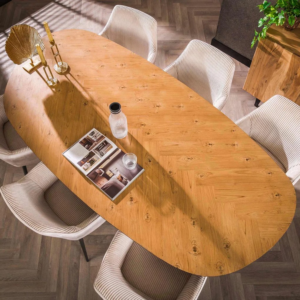 Organische Eetkamertafel Teak 215 Cm - 215 X 105cm.