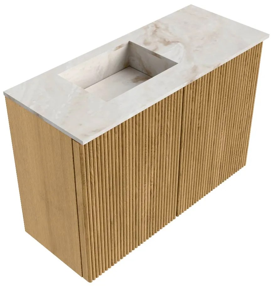 Mondiaz Joya DLux 60cm toiletmeubel oak met wastafel faye links 1 kraangat frappe