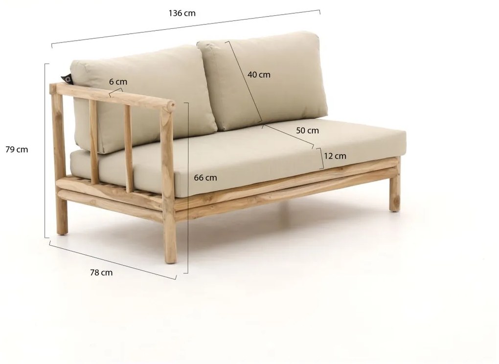 Apple Bee San Miguel lounge tuinbank 2-zits rechterarm 136cm