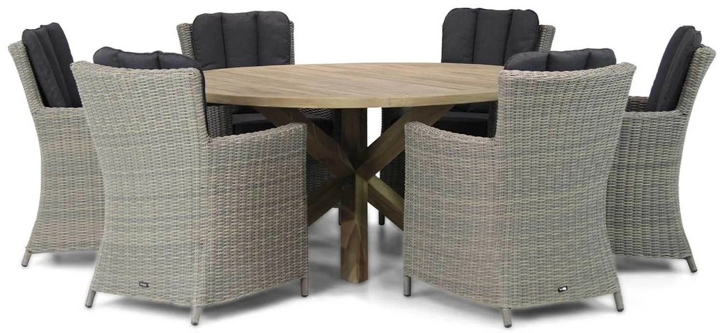 Tuinset Ronde Tuintafel 6 personen 160 cm Wicker Taupe  Garden Collections Venerdi/Sand