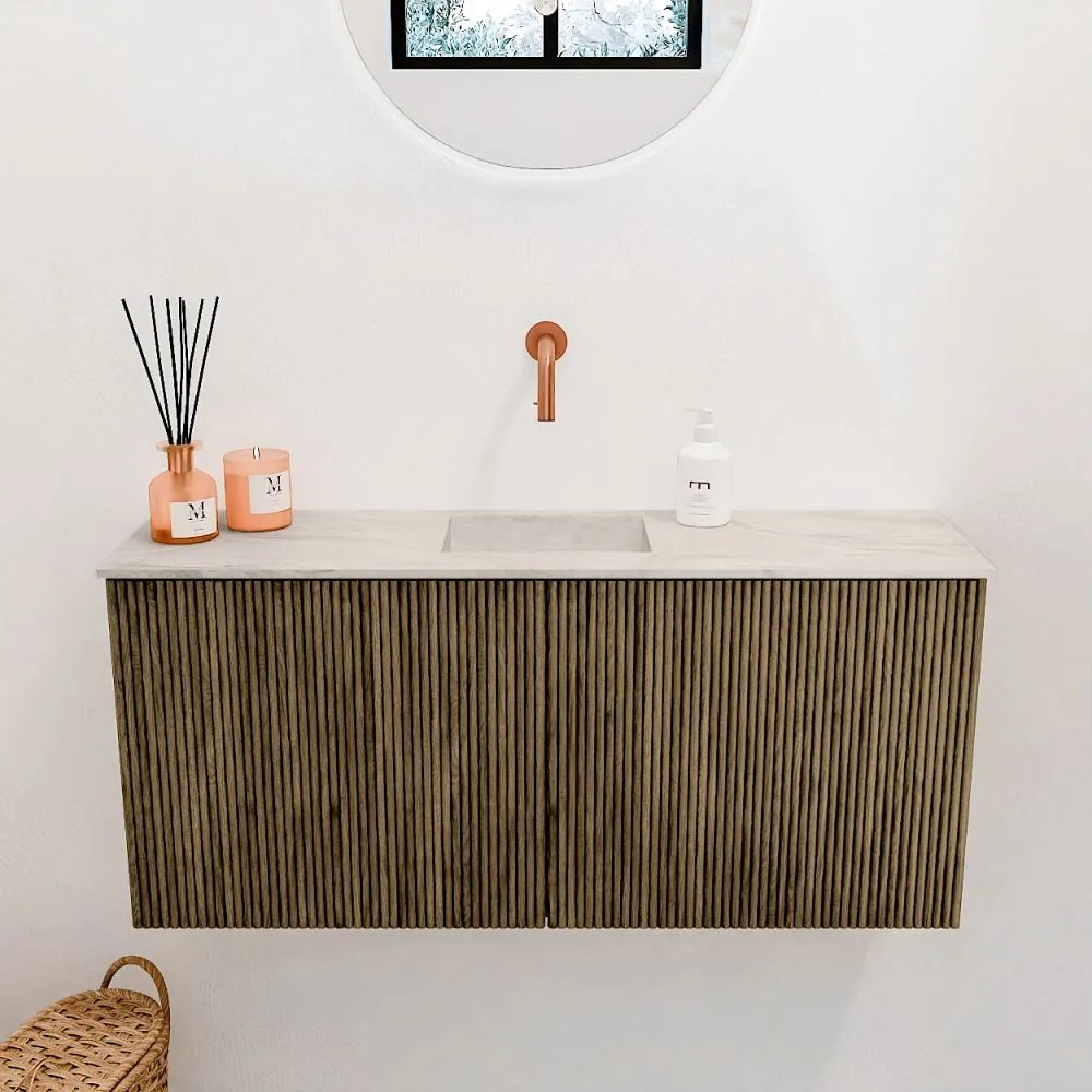 Mondiaz Joya DLux 90cm toiletmeubel dusk met wastafel faye midden zonder kraangat ostra