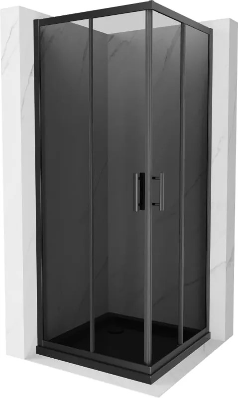 Mexen Rio vierkante douchecabine 80 x 80 cm, grafiet, zwart + Flat douchebak, zwart - 860-080-080-70-40-4070B