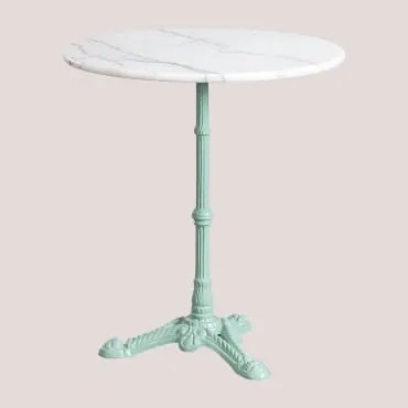 Ronde Bar Tafel Van Moka Marmer Groen Paradijs Eiland & Ø70 Cm - Sklum