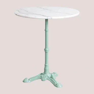 Ronde Bar Tafel Van Moka Marmer Groen Paradijs Eiland & Wit Marmer Guangxi & Ø70 Cm - Sklum