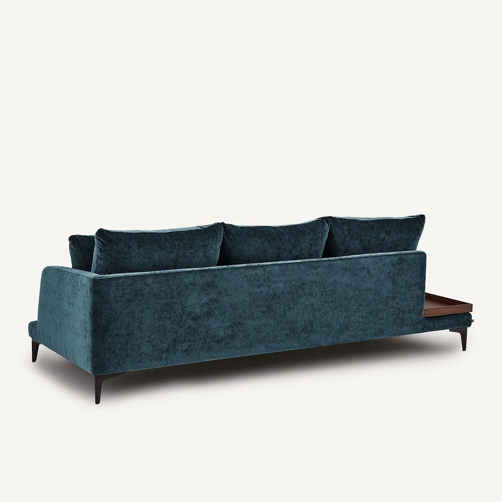 Halve bank met tafelblad, van gemengd fluweel, MODERNISTE