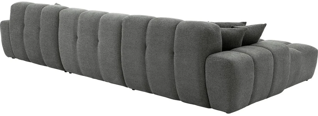Goossens Excellent Bank Kubus - 30 X 30 Cm Stiksel grijs, stof, 1,5-zits, modern design met chaise longue links