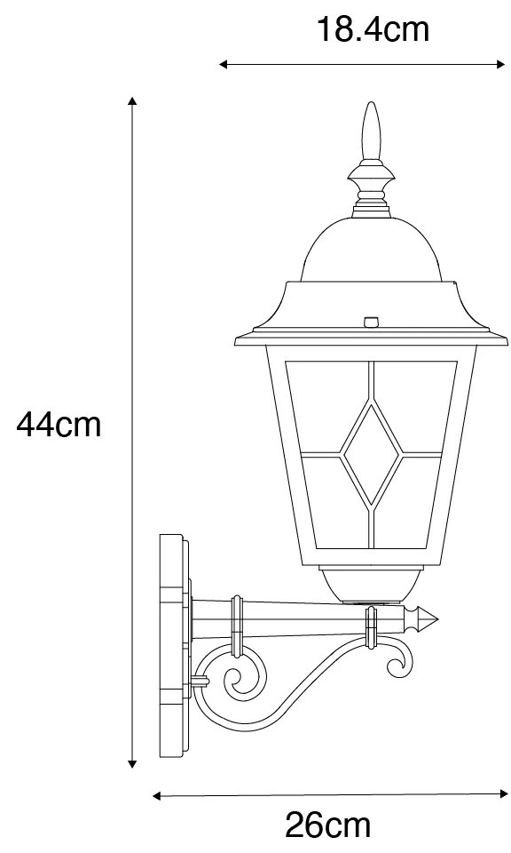 Vintage buiten wandlantaarn antiek goud - Antigua Up