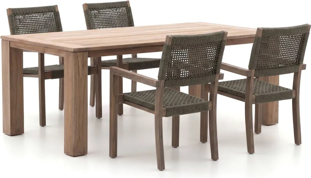 + 15% kassakorting | Diningset ROUGH  | 4 personen teakhout | Tuinset stapelbaar | 5-delig | Kees Smit Tuinmeubelen