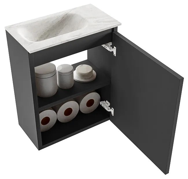 Mondiaz Ture DLux toiletmeubel 40cm dark grey met wastafel ostra links zonder kraangat