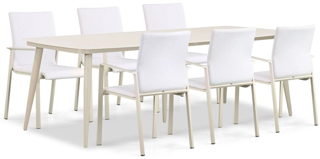 Tuinset 6 personen 240 cm Aluminium/textileen Taupe Lifestyle Garden Furniture Rome/Vienna