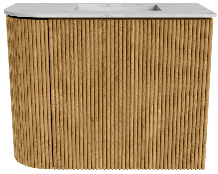 Mondiaz Joya DLux 50cm toiletmeubel ronding links oak met wastafel faye rechts 1 kraangat opalo
