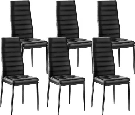 VEVOR Moderne eetkamerstoel (6 stuks) Elegante gestoffeerde leren stoel (draagvermogen 136 kg) voor eettafels, ruimtebesparende keukentafelstoel met dikke kussens en metalen poten, witte cafetariastoel