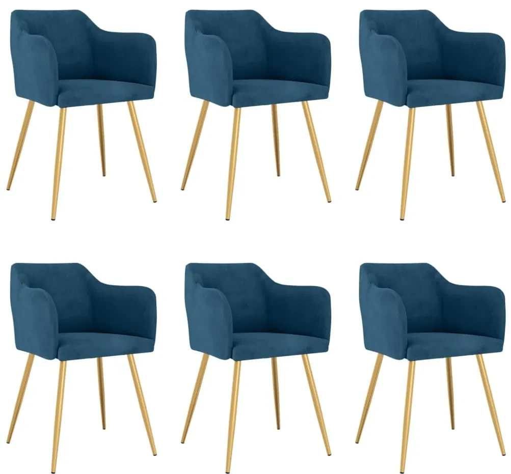 vidaXL Eetkamerstoelen 6 st fluweel blauw