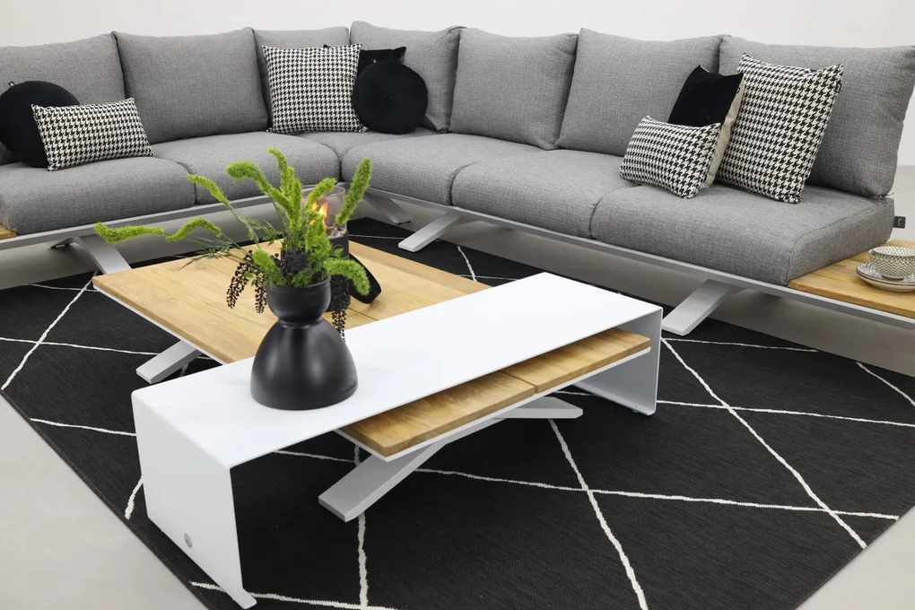 Suns Stockholm loungeset - White/teak - light antraciet