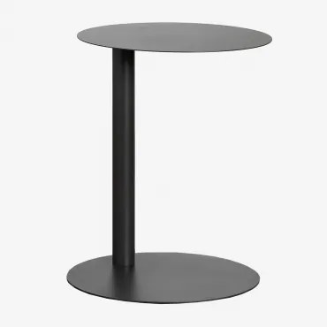 Ronde Bijzettafel Ø40 Cm Van Staal Yannik Gris Granito - Sklum