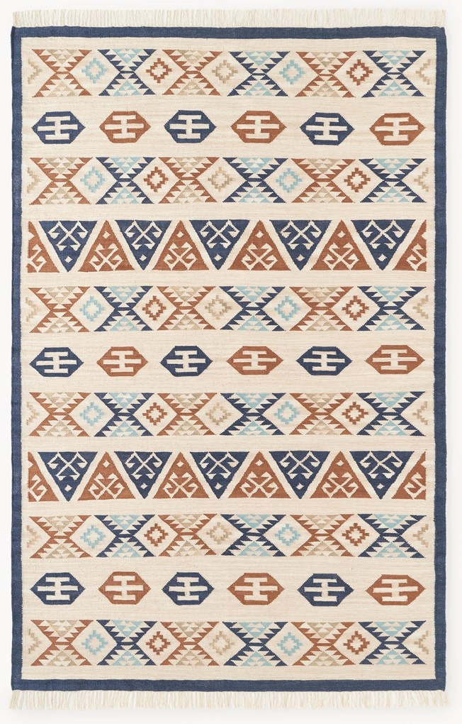 Handgeweven Kelim vloerkleed Anisa van wol