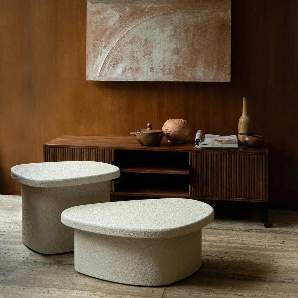 Dutchbone Veda High Witte Bijzettafel Organisch - 57 X 45cm.