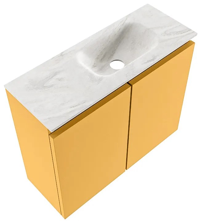 Mondiaz Ture DLux toiletmeubel 60cm ocher met wastafel ostra rechts met kraangat