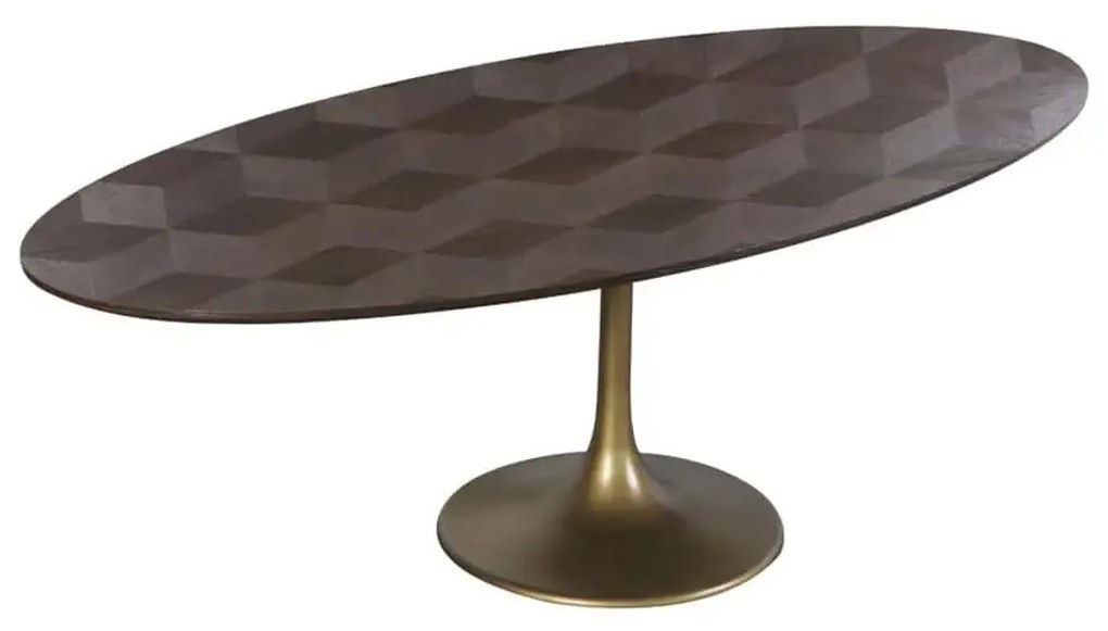 Richmond Interiors Luxor Ovale Eettafel Met Gouden Trompet Voet - 230 X 110cm.