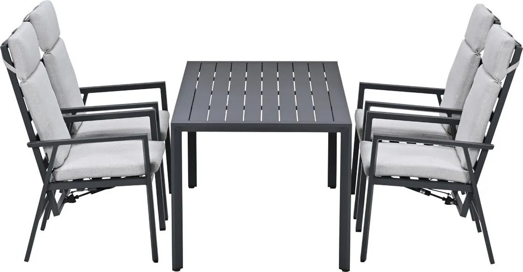 Garden Impressions Kasper tuinset 5-delig - tuintafel 160x84 cm donker grijs
