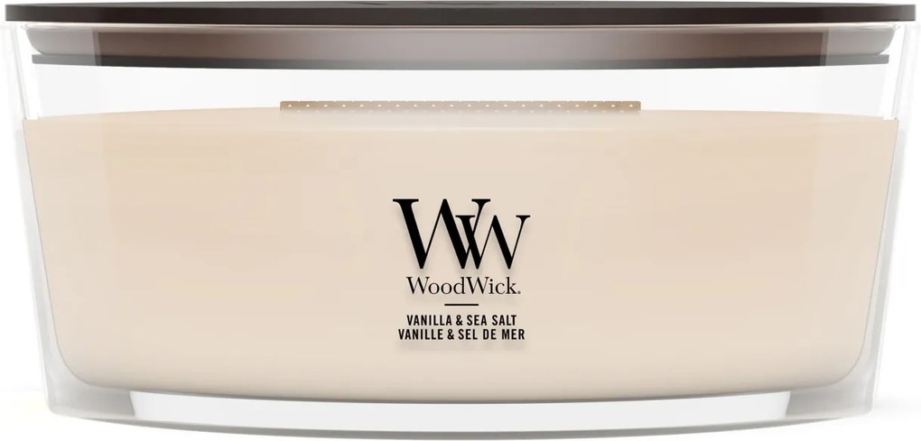 WoodWick geurkaars - Ellipse HearthWick Flame - Vanilla &amp; Sea Salt
