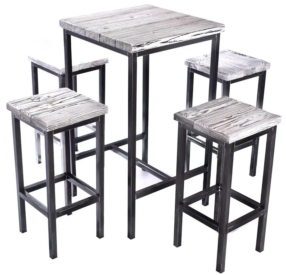 CHYRKA® Bartafel barkruk LS bartafel SAMBOR barmeubel loft vintage bar industrieel design handgemaakt hout metaal