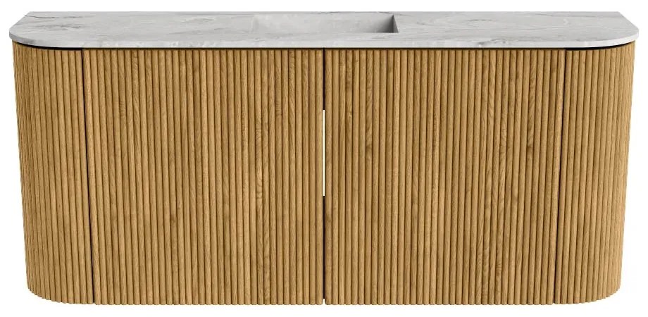 Mondiaz Joya DLux 95cm toiletmeubel ronding links/rechts oak met wastafel faye midden zonder kraangat glace