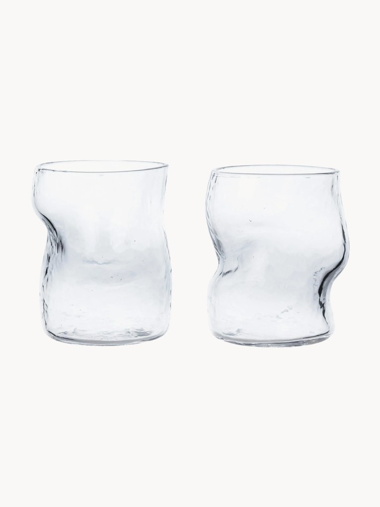 Mondgeblazen waterglazen Dimple, 2-delig