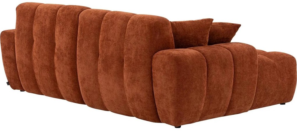 Goossens Excellent Bank Kubus - 30 X 30 Cm Stiksel rood, stof, 1,5-zits, modern design met chaise longue rechts