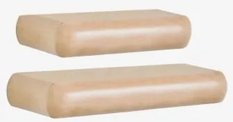 Set Van 2 Houten Wandplanken Carmen Mangohout & ↔︎ 60 Cm - ↔︎ 90 Cm - Sklum