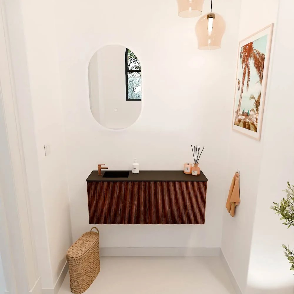 Mondiaz Joya 100cm toiletmeubel ruby met wastafel faye links 1 kraangat urban