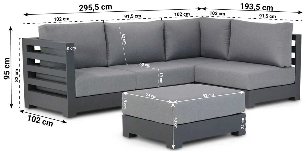 Hoek loungeset 4 personen Aluminium Grijs Santika Furniture Santika Phantom