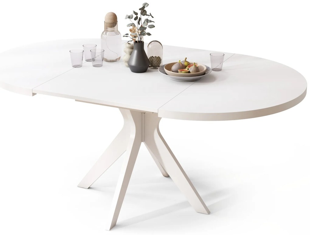 RENZO Wit - RONDE TAFEL Ø110 UITKLAPBAAR TOT 180 cm | VOOR DE KEUKEN EETKAMER WOONKAMER RETRO