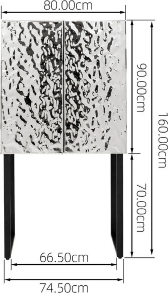 Wandkast Chroomdesign - 80x39x160cm.