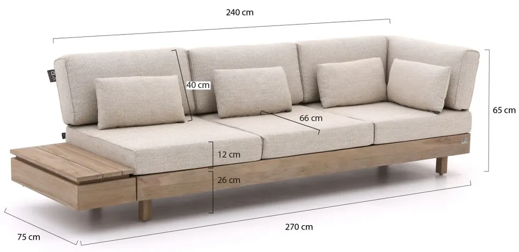 Apple Bee Module-X lounge tuinbank 3-zits 224cm