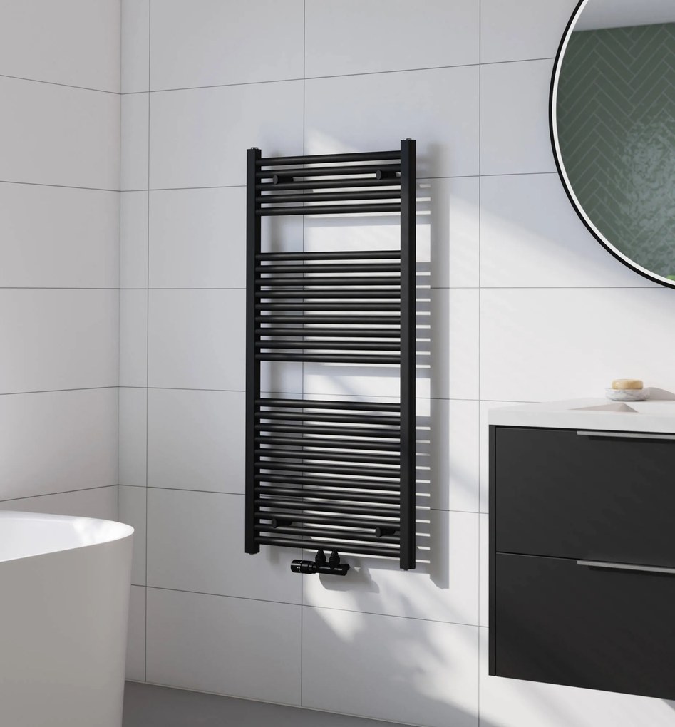 Saqu Cole handdoekradiator 701W 60x120cm mat zwart