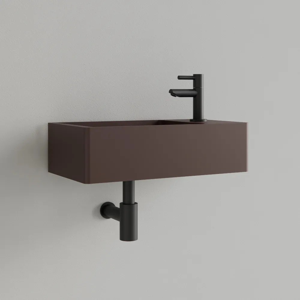 Sanigoods Luko fontein 40x22cm rechts met kraangat choco bruin
