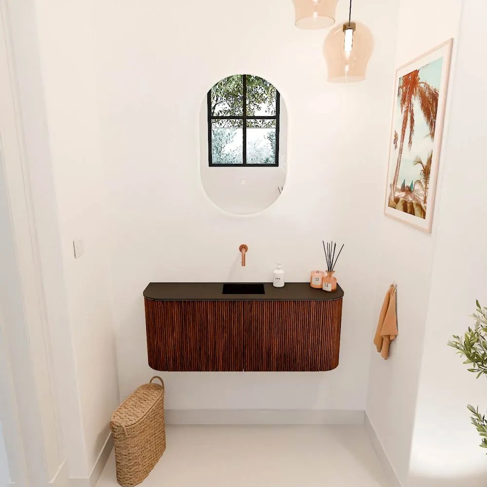 Mondiaz Joya 105cm toiletmeubel ronding links/rechts ruby met wastafel faye midden zonder kraangat urban
