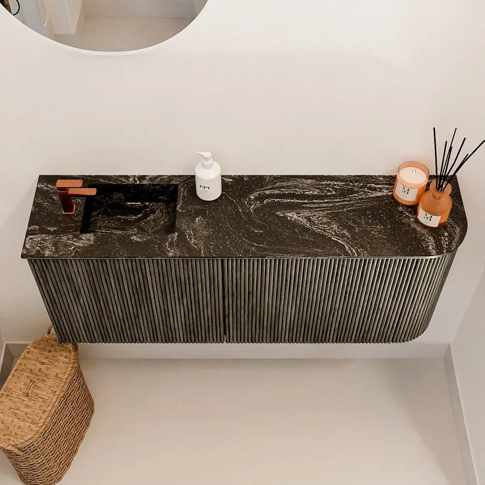 Mondiaz Joya DLux 100cm toiletmeubel ronding rechts shadow met wastafel faye links 1 kraangat lava