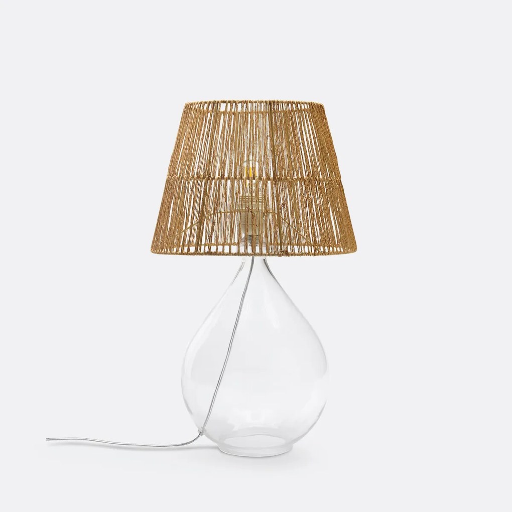 Tafellamp in glas en hennep, Yaku